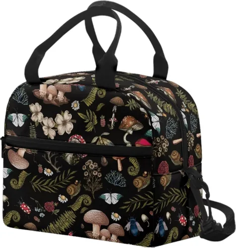 Vista 9 de Bolsas de almuerzo aisladas con diseño de cactus verdes para mujer, reutilizable, a prueba de fugas, con correa de hombro ajustable, portátil