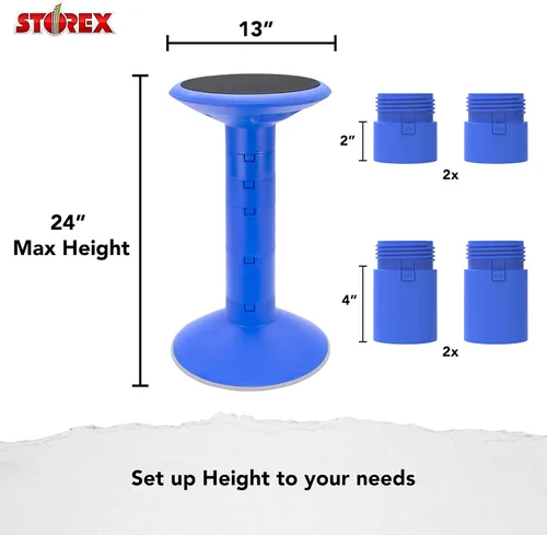 Vista 3 de Storex - Taburete de altura ajustable para asignación activa de asientos en el aula Azul