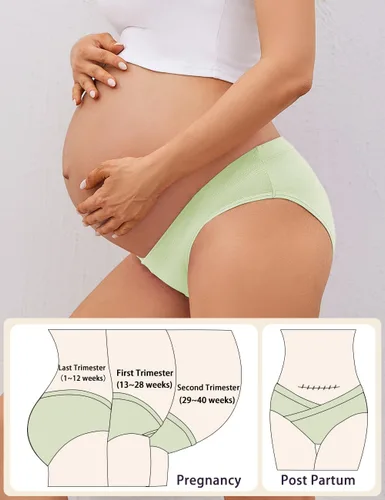 Vista 4 de Molasus Ropa interior de maternidad cruzada de algodón debajo de la protuberancia de embarazo Bikinis Bragas
