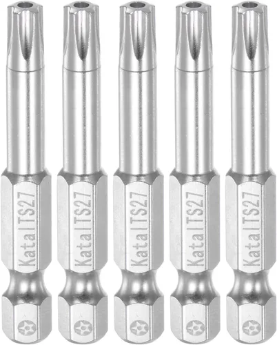 Vista 7 de HARFINGTON 5pcs TS6 Magnetic Security Star 5 Puntas Destornillador Punta 1/4" Hex Shank 2" Longitud