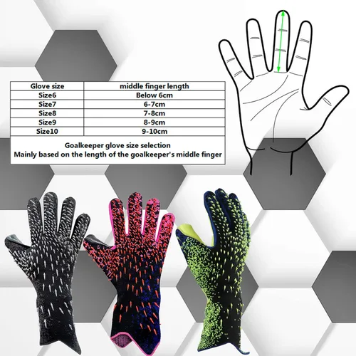Vista 7 de Guantes de portero de fútbol, guantes de entrenamiento de portero, agarre fuerte, antideslizantes y transpirables para adultos y niños