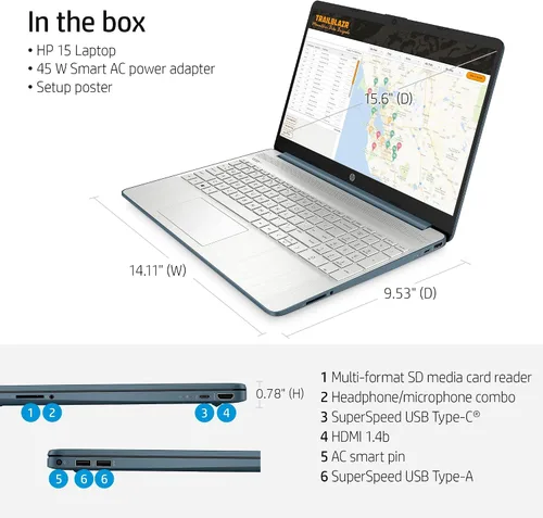 Vista 3 de HP Laptop empresarial FHD 2022 de 15.6 pulgadas, CPU AMD Ryzen 5 5500U de 6 núcleos (Beat i7-1160G7, hasta 4 GHz), 16 GB de RAM, SSD PCIe NVMe