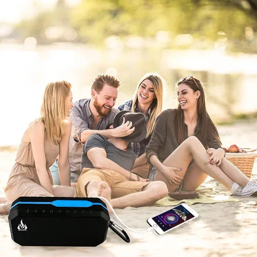 Vista 6 de WEYANG Altavoz Bluetooth portátil,Altavoz inalámbrico impermeable IP65,Altavoces Bluetooth al aire libre inalámbricos,Bluetooth 5.0,Construido