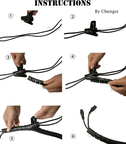 Vista 3 de Funda organizadora para cables, tubo en espiral, para el hogar, oficina, PC, TV (longitud negra, 59 pulgadas de diámetro, 1.1 pulgadas)