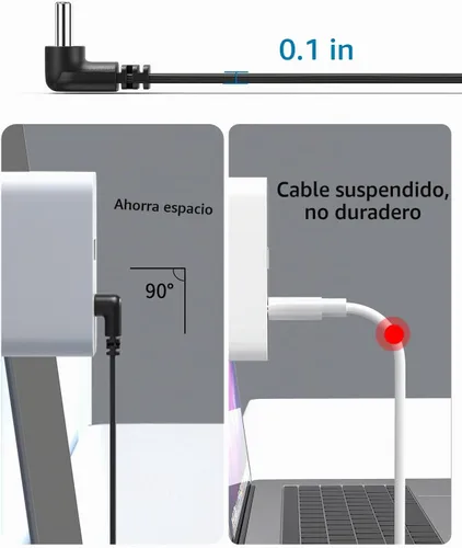 Vista 4 de Paquete de 2 cables USB 2.0 tipo C macho a macho de 90 grados de disparo plano de 4 pulgadas/3.9 in, suave y flexible en ángulo recto, cable USB M/M