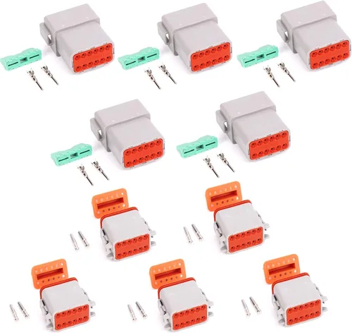 Vista 10 de 5 Sets 2Pin DT Conector kit impermeable sellado enchufe eléctrico carcasa Cable Dt Conector 22-16AWG DT04-2P DT06-2S (negro)
