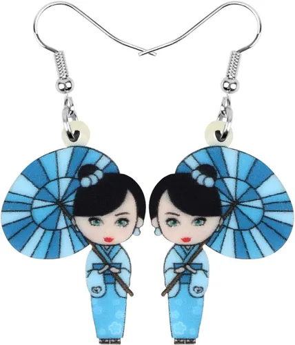 Vista 32 de DUOWEI Aretes de acrílico estilo japonés con diseño de anime para muñeca, colgantes, joyería para mujer