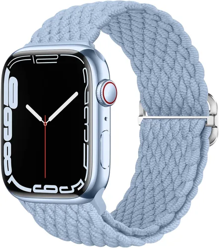Vista 22 de Qimela - Correa elástica Solo Loop compatible con Apple Watch de 49 mm, 46 mm, 45 mm, 44 mm, 42 mm, 41 mm, 40 mm y 38 mm, correa trenzada Verde