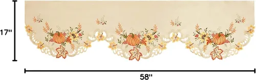Vista 6 de Calabazas bordadas, mantel superior, bufanda para Acción de Gracias (58 x 17 pulgadas)