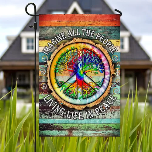 Vista 7 de Banderas PSL318F - Bandera hippie de personas que viven la vida en paz PSL318F, bandera de jardín (11.5 x 17.5 pulgadas), banderas de jardín de casa