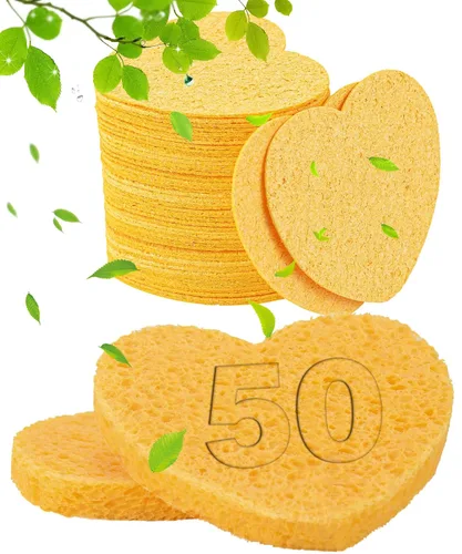Vista 8 de 50 esponjas faciales comprimidas para esteticistas - esponja facial de celulosa 100% natural, esponjas de spa para limpieza facial, masaje