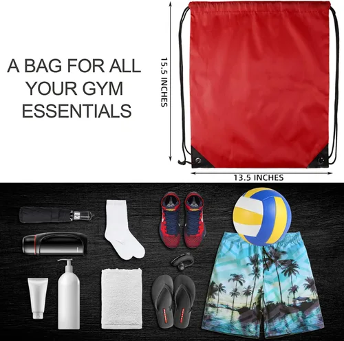 Vista 2 de GoodtoU Mochila con cordón Bolsas de cincha Bolsas de cordón Bolso de deporte de cuerda de nylon a granel, Rojo, Deportes