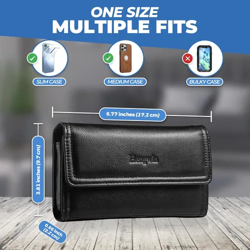 Vista 6 de Funda de cuero para cinturón de teléfono celular para iPhone 16 Pro Max 15 Pro Max 14 Plus Samsung Galaxy A56 A36 A15 A25 S25 Edge S24 Ultra S23+