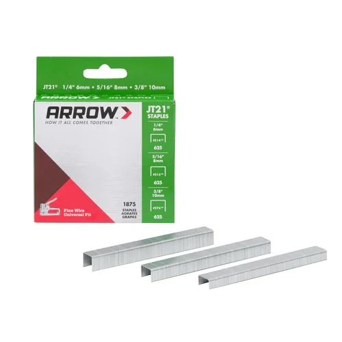 Vista 13 de Arrow 214 JT21 grapas de alambre delgado para pistolas y grapadoras de grapas, uso para tapicería, manualidades, reparaciones generales, longitud