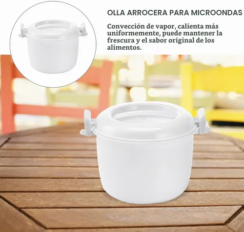 Vista 5 de OSALADI Arrocera para microondas, pequeño recipiente portátil de grado alimenticio de 1-2 L para arroz, verduras, sopas, fideos, cocina
