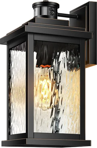 Vista 15 de VIANIS Luces para exteriores con sensor de movimiento, iluminación de anochecer a amanecer para casa, luces de grano de madera para garaje, farol