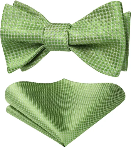 Vista 72 de HISDERN Pajaritas para hombre, diseño de lunares, corbatín y bolsillo cuadrado, clásico, esmoquin de negocios, boda, pajaritas, pañuelo