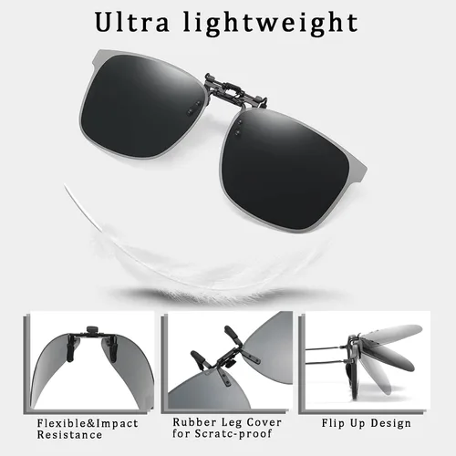 Vista 4 de Gafas de sol polarizadas con clip sobre gafas graduadas, lentes antideslumbrantes unisex UV400