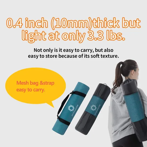 Vista 7 de Primasole PER - Tapete de yoga ecológico de 2 colores (0.4 pulgadas), agarre seguro para yoga, pilates, gimnasio, resistente a desgarros, portátil