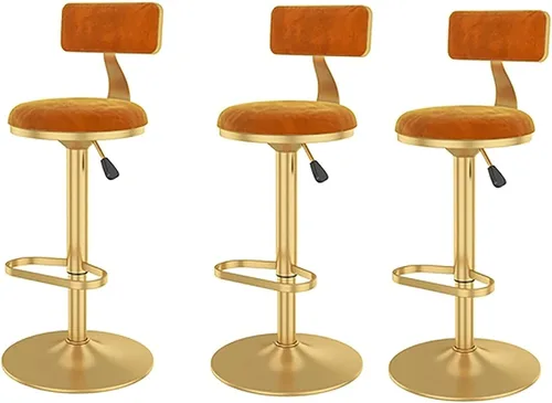 Vista 7 de Juego de 3 taburetes de comedor para desayuno, taburetes de bar ajustables, taburetes de bar giratorios de diseño moderno, taburetes elevadores