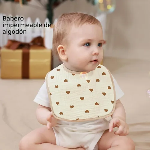 Vista 6 de Baberos tipo bandana para bebé, paquete de 6 unidades impermeables para niños pequeños, baberos suaves de algodón absorbente para comer, babear