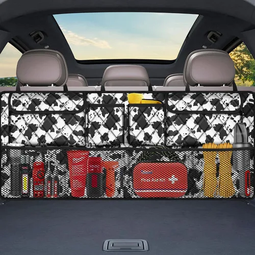 Vista 7 de Organizador de maletero Femuar, organizador de cajuela de gran capacidad (106,7*45,7 cm), bolsa de almacenamiento plegable para el coche con 8