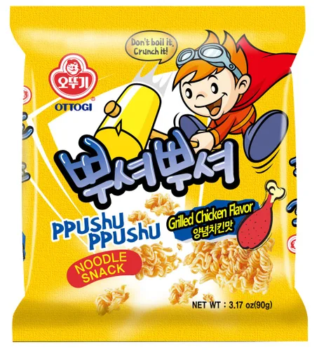 Vista 6 de OTOKI Ppushu Ppushu - Bocadillo de fideos con sabor a barbacoa, aperitivo coreano de ramen, aplastar para comer, 3.16 onzas, paquete de 24