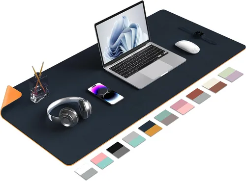 Vista 11 de Tapete de escritorio grande protector – Alfombrilla multifuncional de doble cara para escritorio de oficina, alfombrilla de ratón suave de Azul lago