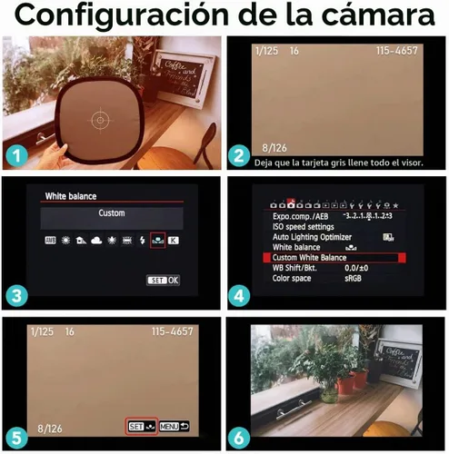 Vista 6 de Foto&Tech Tarjeta gris de doble cara del 18% y disco de balance de blancos, panel gris y blanco neutro con bolsa de nailon y brida para cables