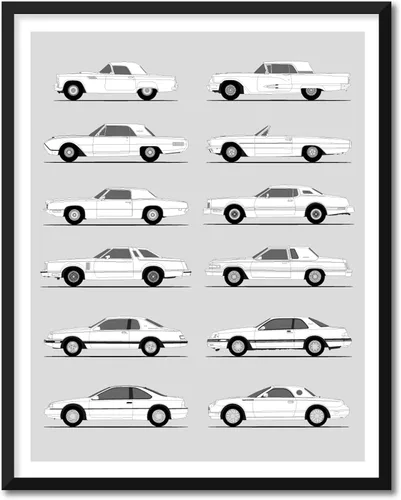 Vista 15 de Idea Network Póster hecho a mano compatible con Ford Print Wall Art Decoración hecha a mano de lo mejor de las generaciones de Ford, Historia Ford