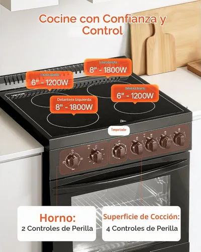 Vista 3 de Horno eléctrico VEVOR de 24 pulgadas, 2.7/4.8/6 pies cúbicos horno Negro