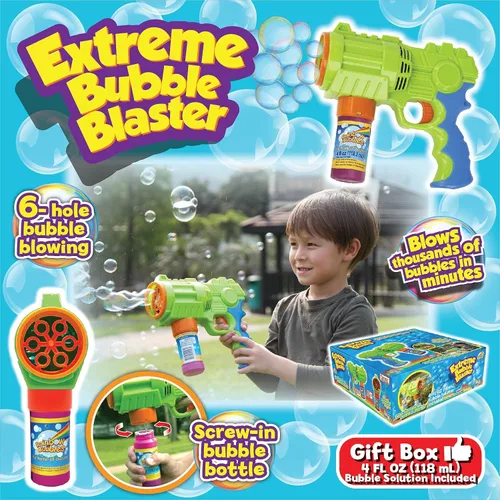 Vista 3 de Bubble Blaster (pistola de burbujas automática con 1 solución de burbujas en caja de regalo), Party Hurray