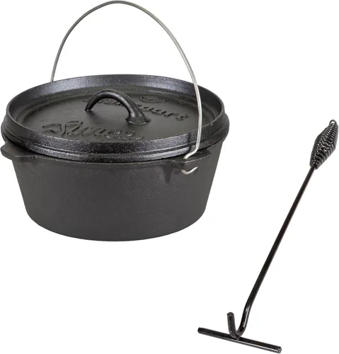 Vista 16 de Stansport - Horno holandés de hierro fundido presazonado de 1 cuarto con fondo plano (16016) Pre-seasoned cast iron with a flat bottom for stovetop