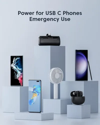 Vista 6 de Kuulaa Cargador portátil USB C Power Bank 4500mAh pequeño cargador de teléfono portátil Android compacto enchufable paquete de batería portátil