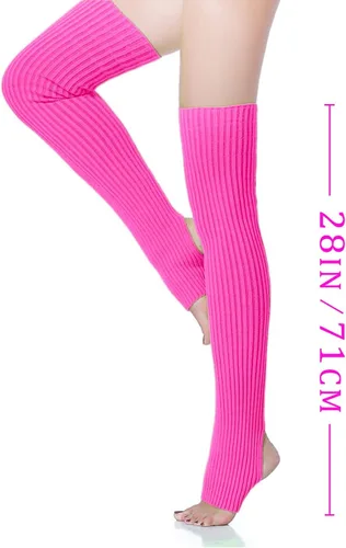 Vista 3 de V28 - Calentadores largos para pierna hombre y mujer V28 estilo fiesta de los 80s, tejido para bailar o hacer deportes