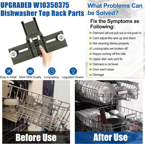 Vista 5 de Actualizado W10350375 Piezas de Ajuste de Estante Superior de Lavavajillas para Whirlpool WDT730PAHZ0 WDT750SAHZ0, Piezas de Estante Superior