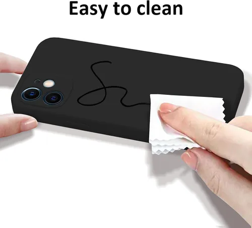 Vista 2 de ANDATE Funda de silicona para iPhone 12, color negro, funda protectora de goma de gel de silicona líquida suave a prueba de golpes para iPhone 12