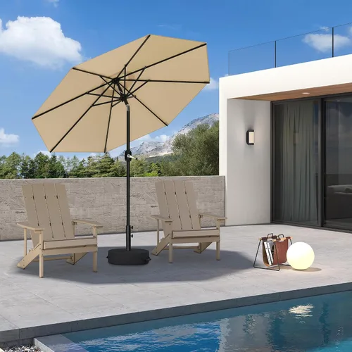 Vista 11 de PURPLE LEAF Sombrilla LED para patio y piscina, 5 x 8 pies, con base para Beige