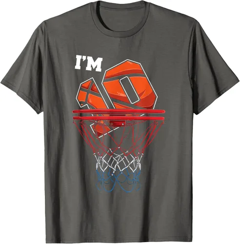 Vista 109 de Camiseta de regalo de cumpleaños con red de baloncesto de 10 años, Negro
