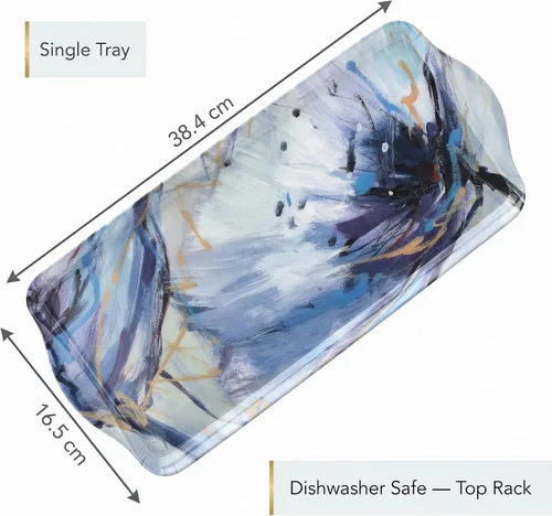 Vista 4 de Pimpernel Lilac Bloom Sandwich Tray – (15.1 x 6.5 pulgadas) Tablero rectangular de melamina con elegante diseño floral, accesorio de mesa decorativo
