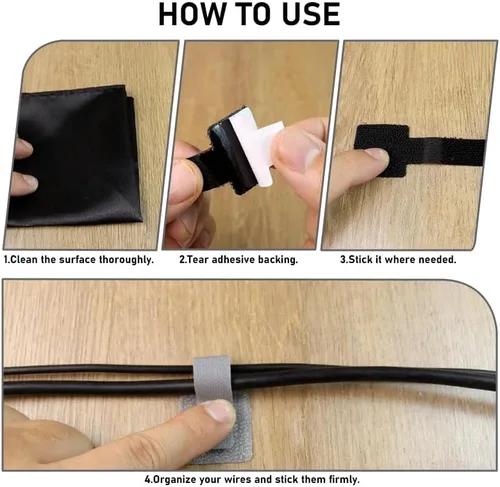 Vista 4 de Paquete de 20 organizadores de cables con adhesivo fuerte, soportes para cables y clips de alambre para escritorio, pared y automóvil, fácil gestión