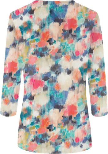 Vista 2 de Camisetas de manga 34 para mujer con estampado de flores, blusas casuales de talla grande