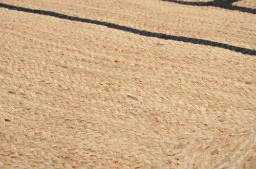 Vista 5 de Alfombra bohemia de yute con patrón festoneado (2 x 3 pies, negro)