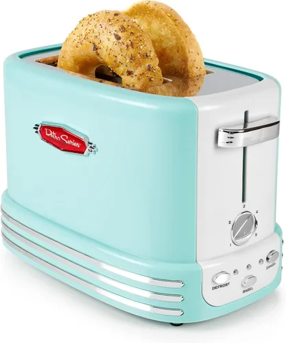 Vista 5 de Nostalgia Horno microondas retro para encimera + tostadora ancha de 2 rebanadas