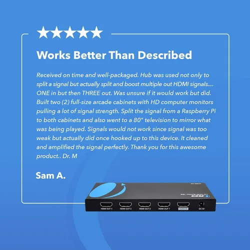 Vista 8 de OREI UltraHD 4K @ 60 Hz 1 X 4 HDMI Splitter 1 entrada 4 salidas 4 puertos 4: 8-Bit - HDMI 2.0, HDCP 2.0, 18 Gbps, EDID, Duplicar / Reflejar