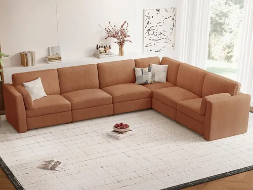 Vista 39 de CUGOAO Sofá biplaza extragrande de 83.5 pulgadas, sofás para sala de estar, sofá nube de felpilla de asiento profundo, sofá modular seccional, funda
