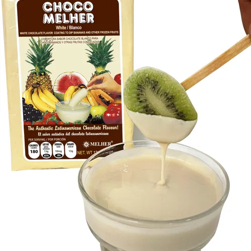 Vista 5 de CHOCOMELHER Blanco - Paquete de 2 unidades de chocolate blanco con leche para chocobananos - Recubrimiento de chocolate - Lo mejor para cubrir
