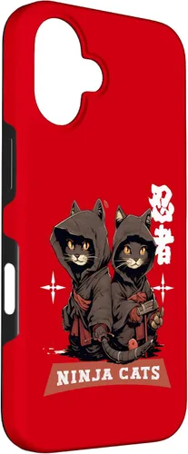 Vista 3 de iPhone 16 Kawaii Japanese Writing Samurai Ninja Cats Samurai Case