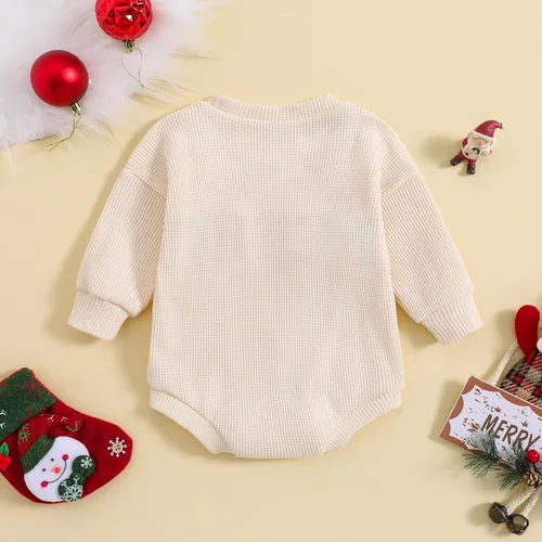 Vista 3 de Traje de Navidad para bebé recién nacido, con cuello redondo, manga larga, con burbujas, de gran