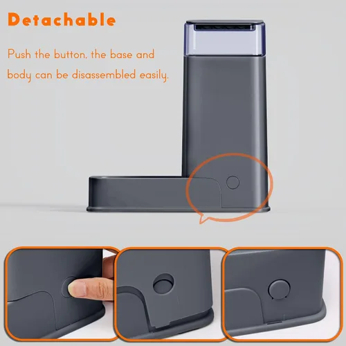 Vista 5 de Dispensador de comida para gatos y dispensador de agua para gatos con cuencos de acero inoxidable, alimentador por gravedad para perros pequeños